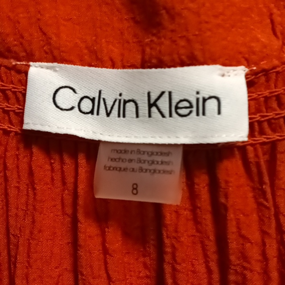 FINAL PRICE Calvin Klein rust v-neckline flared sleeved tiered dress w belt 8
